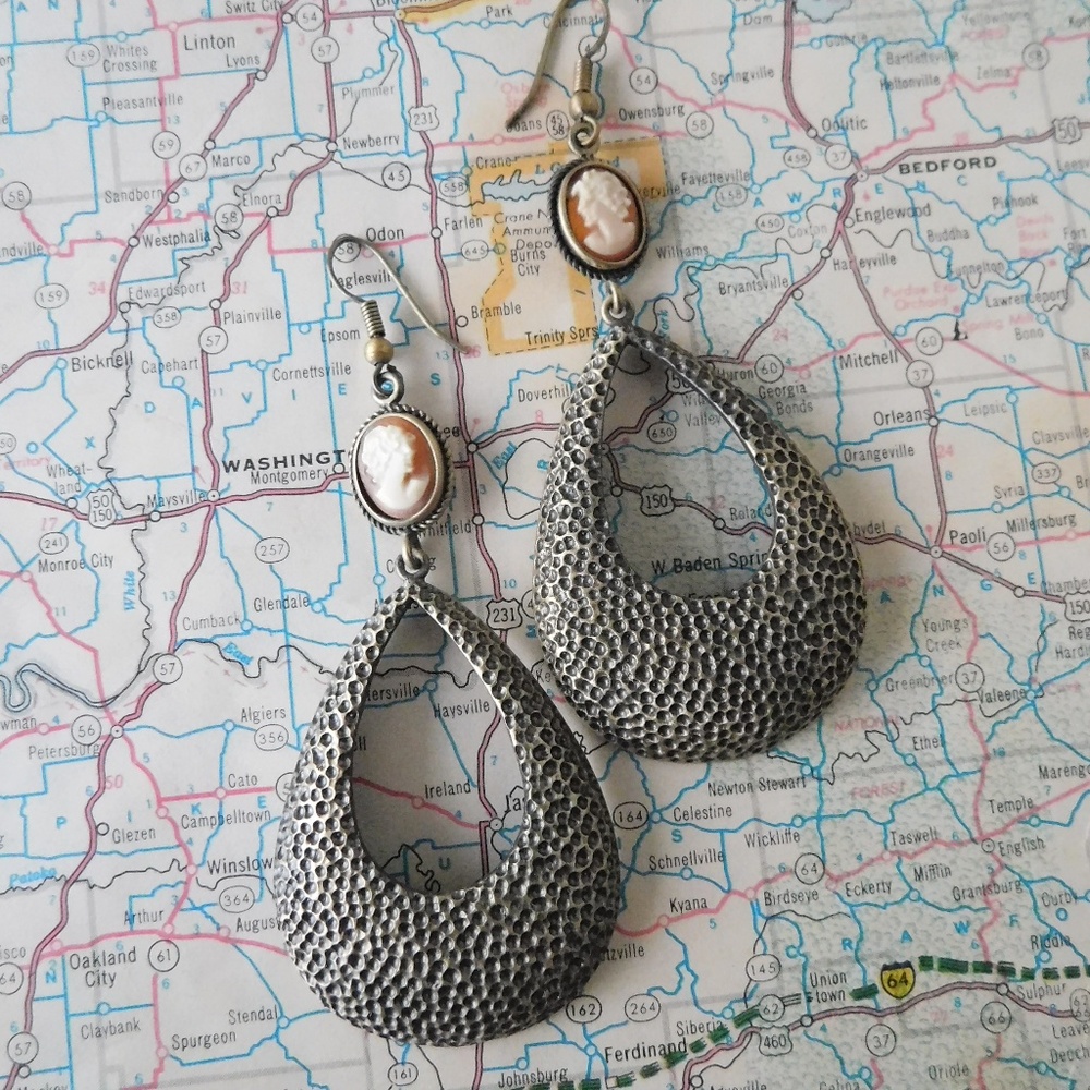 Amedeo cameo and metal drop earrings